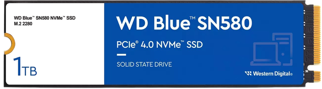 Western Digital WD Blue SN580 NVMe SSD 1TB, M.2 2280 / M-Key / PCIe 4.0 x4 Western Digital WD Blue SN580 NVMe SSD 1TB, M.2 2280 / M-Key / PCIe 4.0 x4